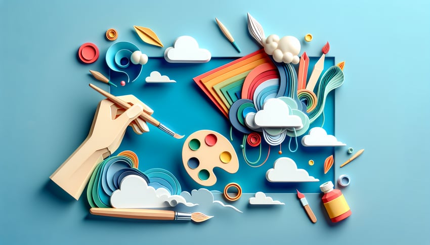 Paper art illustration featuring colorful designs for an article about Artwork Release Form Template FormCreatorAI