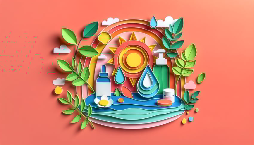 Paper art illustration showcasing a skin care assessment form template for FormCreatorAI article