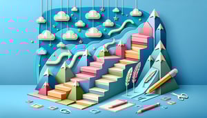 paper art illustration depicting a client progress notes template for article about FormCreatorAI