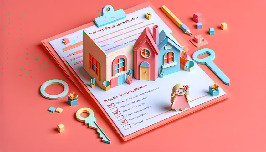 Paper art illustration depicting a rental questionnaire form for a rental application process.
