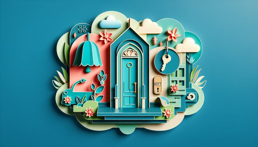 Paper art illustration showing a check in out form template for FormCreatorAI.