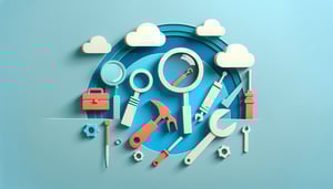 Paper art illustration featuring a report form template related to inspection and maintenance processes.