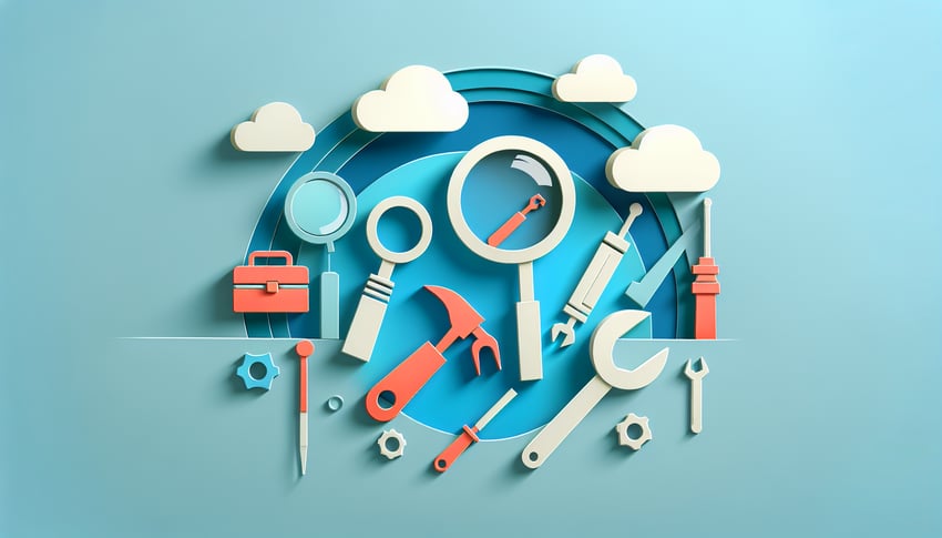 Paper art illustration featuring a report form template related to inspection and maintenance processes.