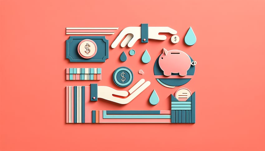 Paper art illustration depicting a financial assistance request form highlighting key sections and details