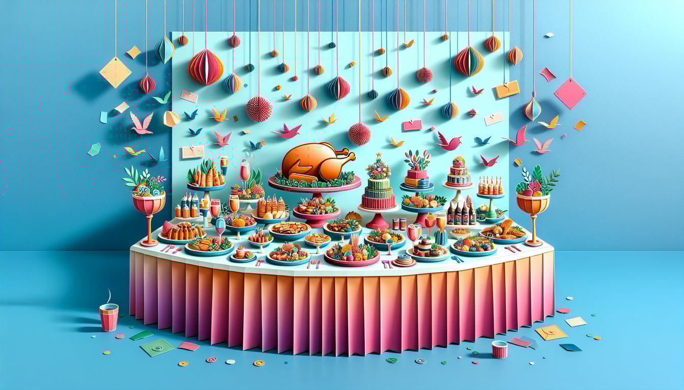 paper art illustration showcasing RSVP form template with meal choice options for event planning