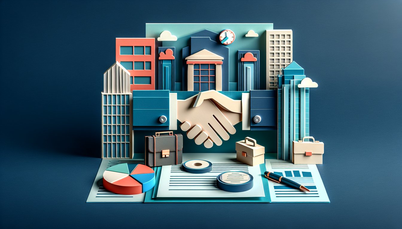 Paper art illustration showcasing a business credit application form template for FormCreatorAI article