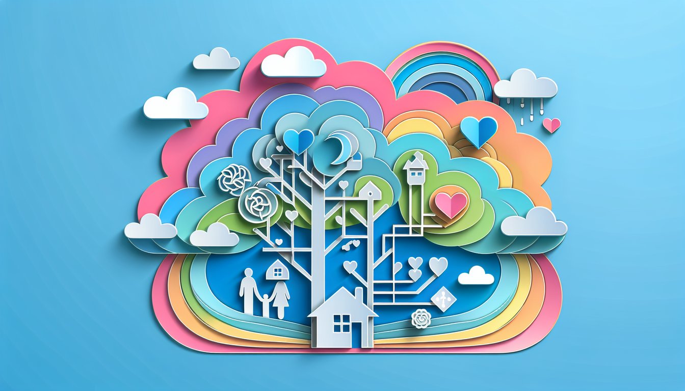 Paper art illustration depicting a family directory form for FormCreatorAI article