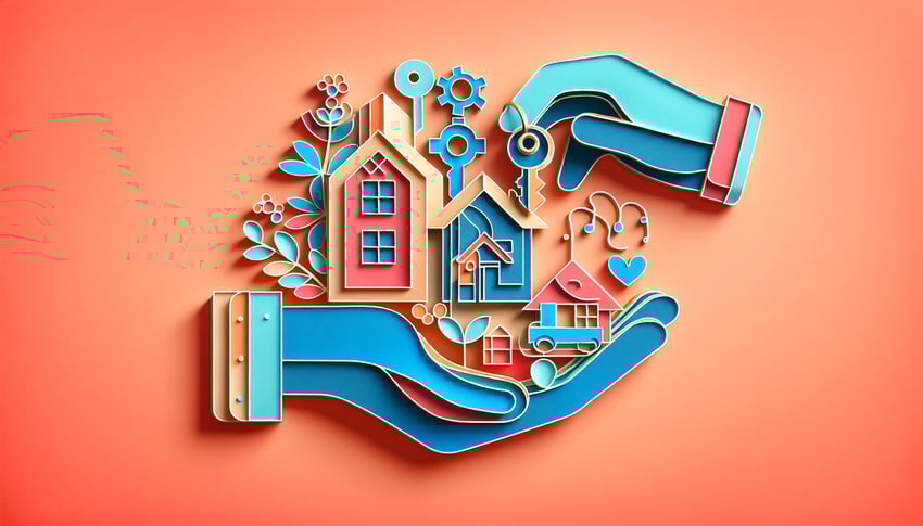 Paper art illustration depicting an owner surrender request form for FormCreatorAI article