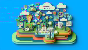 Paper art illustration depicting a project intake form for FormCreatorAI article