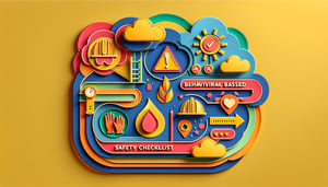 Paper art illustration depicting a checklist form related to behavioral based safety for FormCreatorAI article