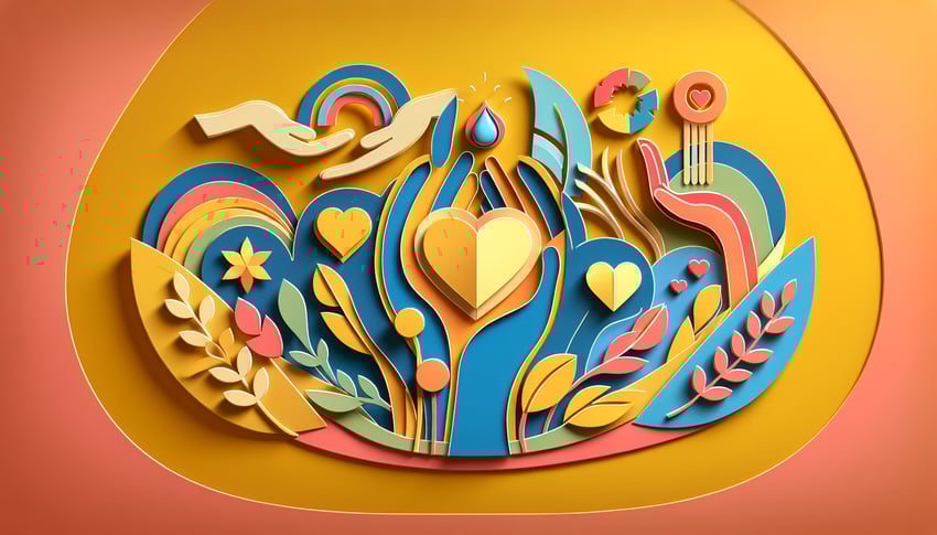 Paper art illustration depicting a miscarriage survey form design for FormCreatorAI article