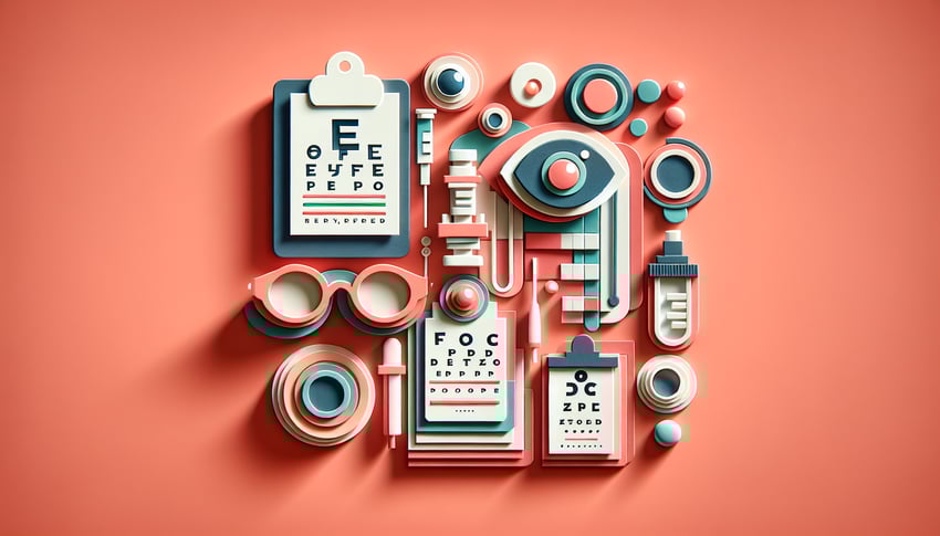 Paper art illustration featuring an eye doctor appointment form template for FormCreatorAI