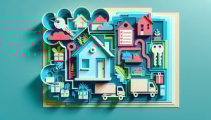 Paper art illustration depicting a tenant move out checklist for an article on FormCreatorAI