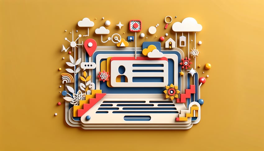 Paper art illustration depicting a class card form template for FormCreatorAI