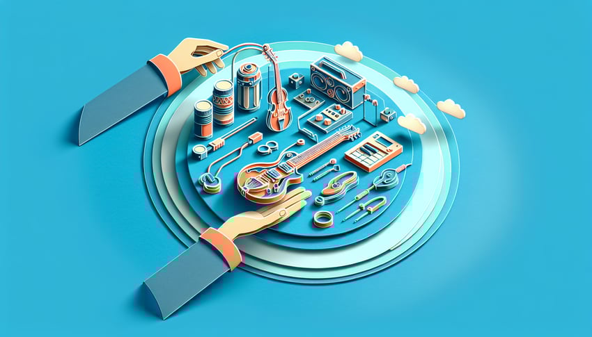 Paper art illustration representing an equipment checkout form template for FormCreatorAI article