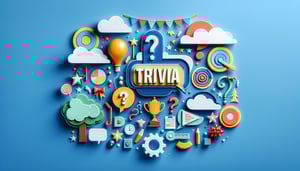 Paper art illustration for trivia night sign up form template with fun designs and vibrant colors