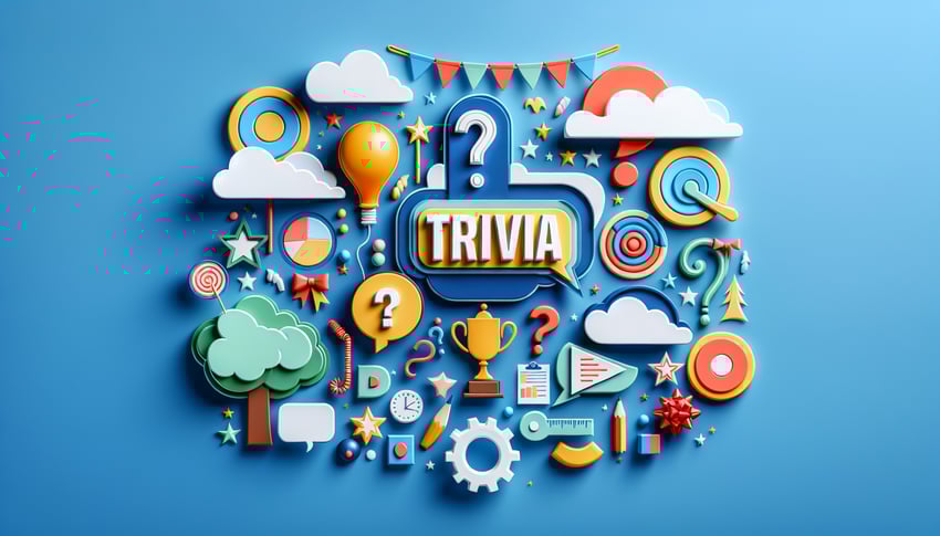 Paper art illustration for trivia night sign up form template with fun designs and vibrant colors