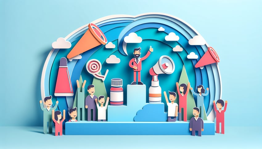 Paper art illustration depicting a brand ambassador application form for FormCreatorAI article.