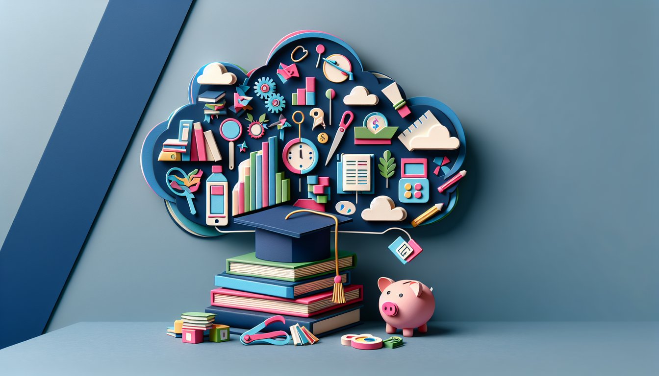Paper art illustration depicting a student loan application form for an article on FormCreatorAI.