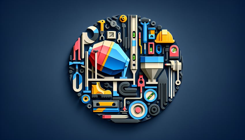 Paper art illustration depicting a checklist for pre pour inspection in a construction context