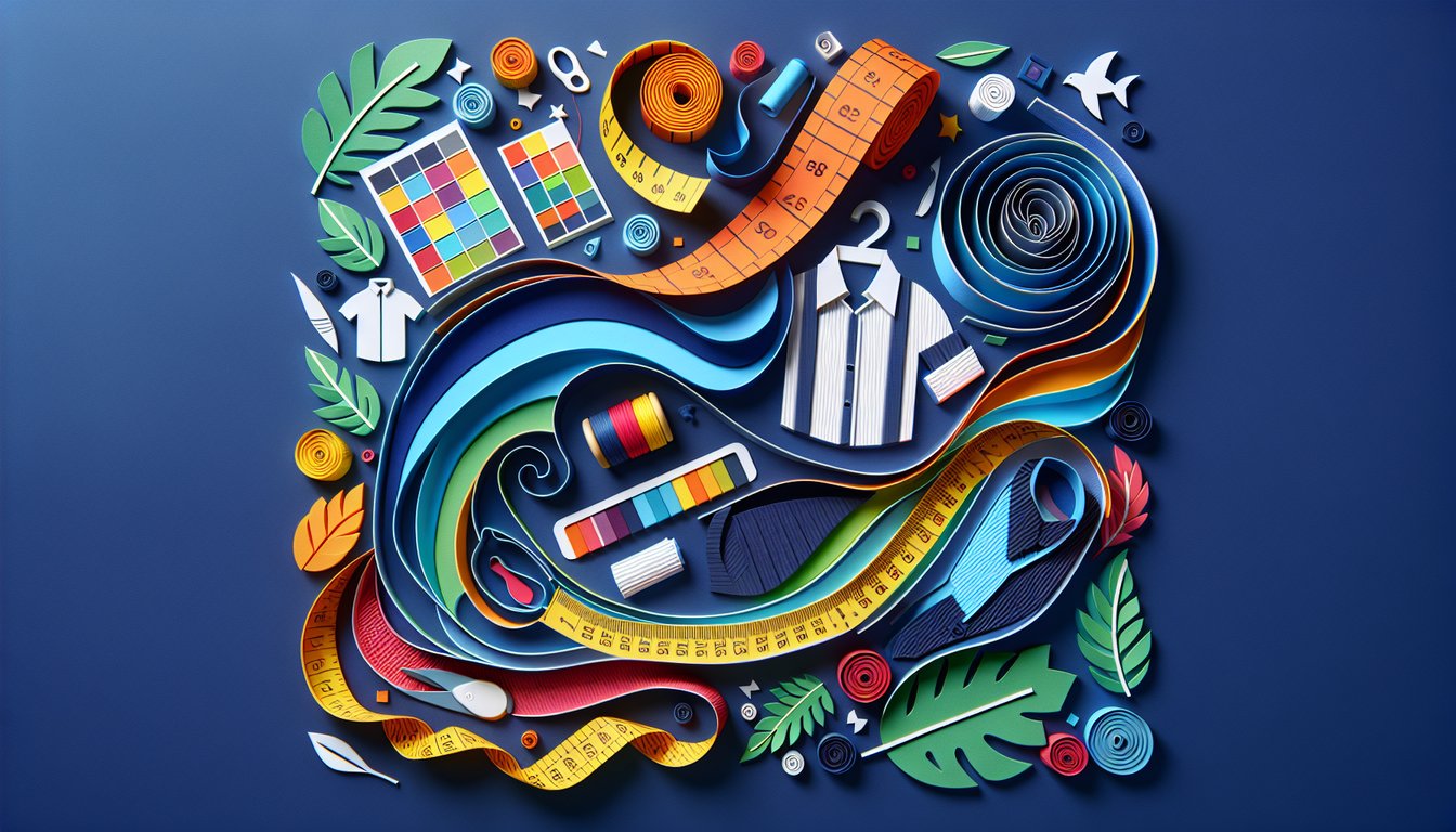 Paper art illustration featuring a custom apparel order form layout with stylish design elements.