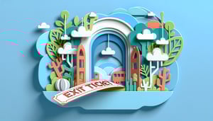 Paper art illustration representing an exit ticket form template for educational feedback.